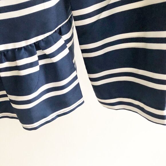 Vineyard Vines Striped Peplum Silk Top Navy Blue - Picture 8 of 8